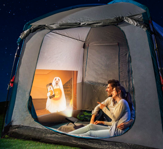 Go camping together! Bring your mini projector