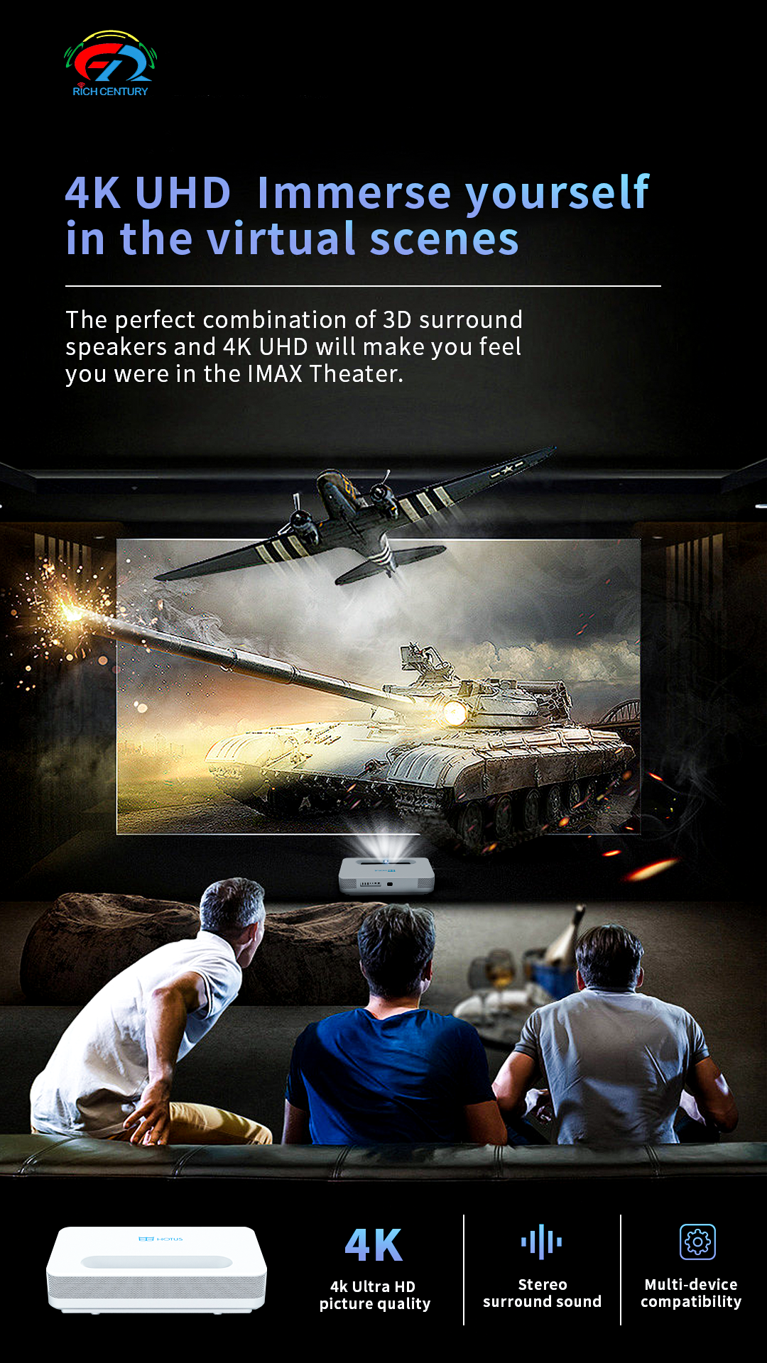 Bright room projector for clear large-screen experience in daylight environment(图2)