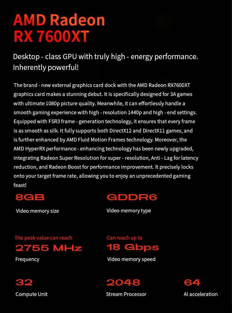 XG76XT EGPU Graphics Card Expansion Dock(图5)