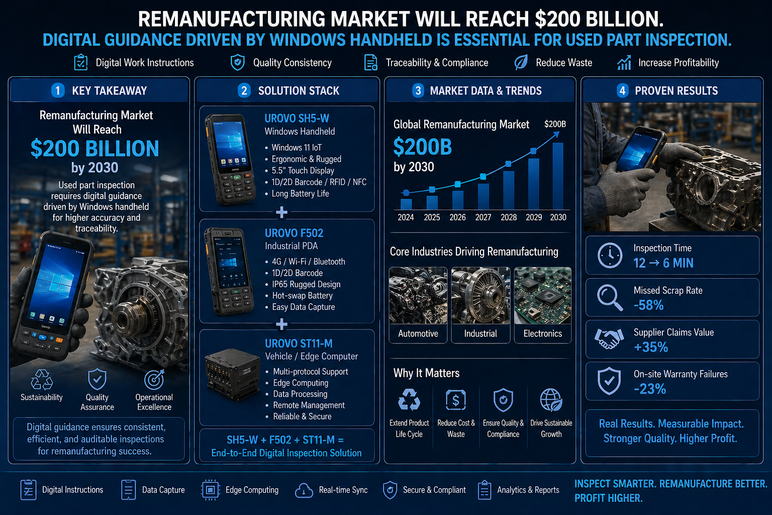 Remanufacturing Is a $200B Market – But Your Core Quality Checks Need a Rugged Windows Handheld(图1)
