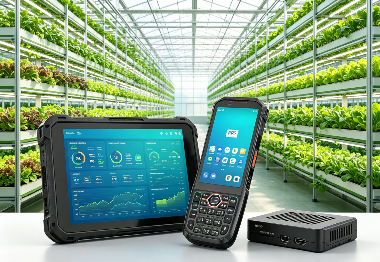 A harvest worker scans an RFID tag on a bin of just-cut basil using the U9000 Vertical Farms Are 40% More Efficient – Your Environmental Logs Must Be Digital and Tamper‑Proof(图2)