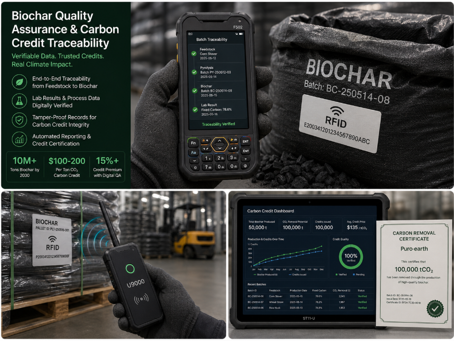 Industrial Biochar Production Hits 10M Tons – Your Carbon Removal QA Needs an RFID‑Linked PDA(图1)