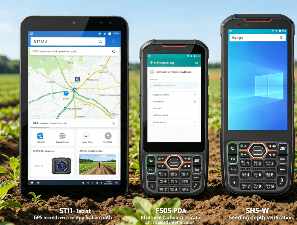 The F505 handheld PDA scans RFID-tagged biochar bags before loading. Each batch is digitally linked to carbon analysis data, production records, and field application history. Carbon Removals Surpass 10M Tonnes – Your Agricultural Biochar Application Needs a Geo‑Tagged Tablet(图2)