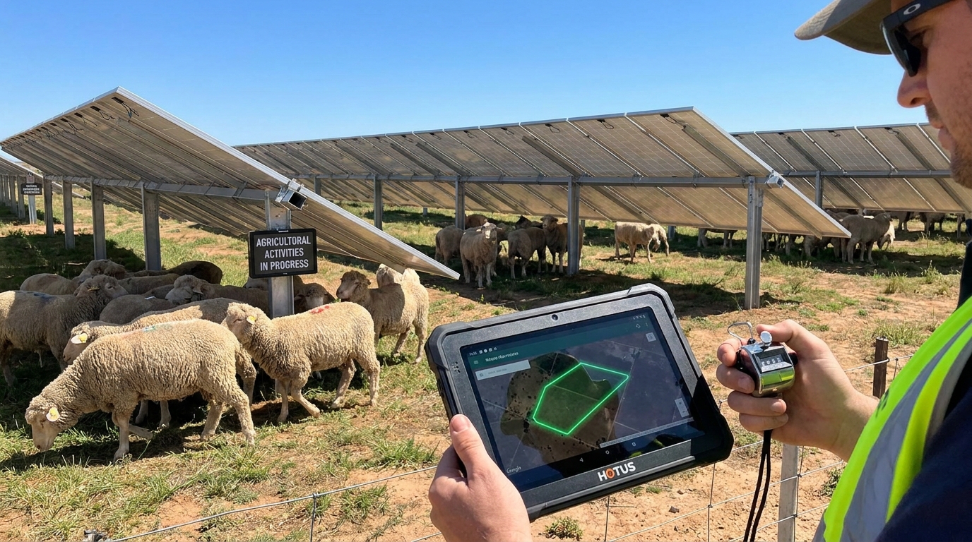Precision Scouting: The SH5-W paired with specialized sensors allows for data-driven verification of crop photosynthesis in shaded solar zones. Agrivoltaics Farms Double – Your Dual‑Use Land Compliance Needs a Solar‑Friendly Windows Tablet(图2)