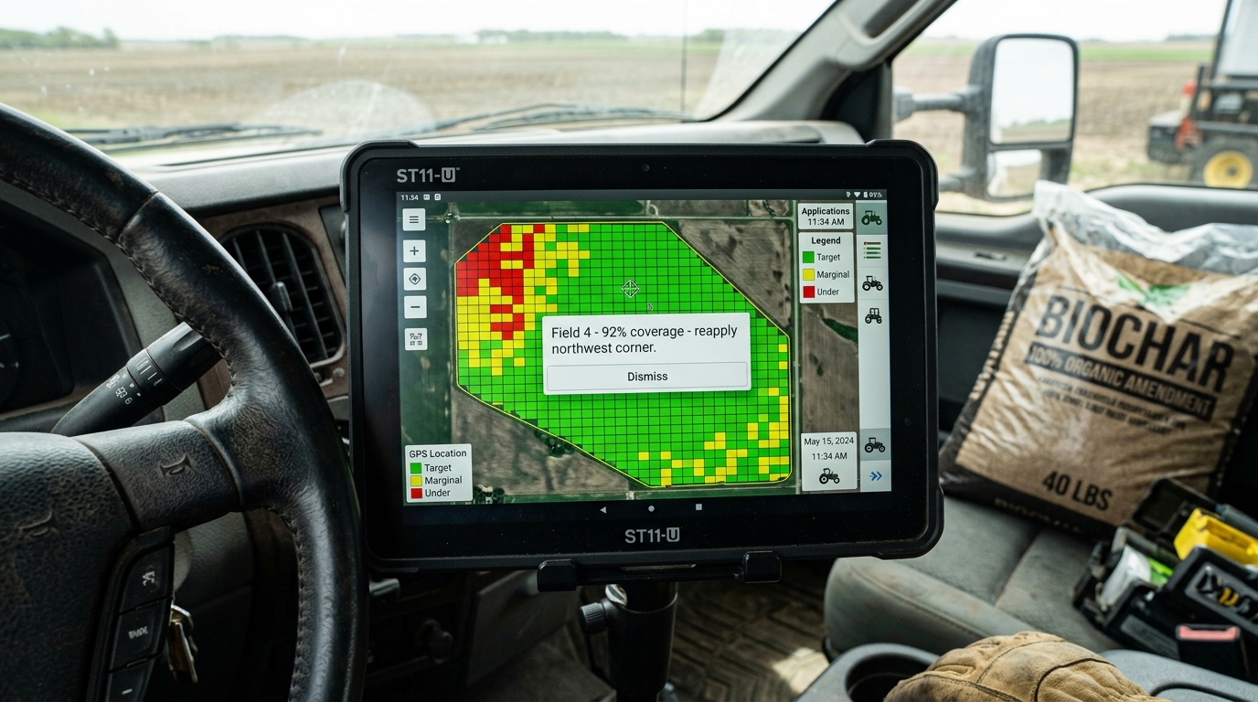 Biochar Soil Application Verification Failures Are Rising – Your Spreader Truck Log Needs A High‑Precision GPS Tablet(图2)