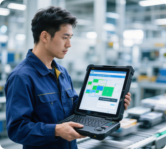 A quality assurance specialist checks real-time error logs on a portable Android terminal, accessing local data streams from the edge computer over an isolated connection Your AI Vision System Is Blinded by Dust – Your Edge Inspection Node Needs a Palm‑Sized Mini PC(图2)
