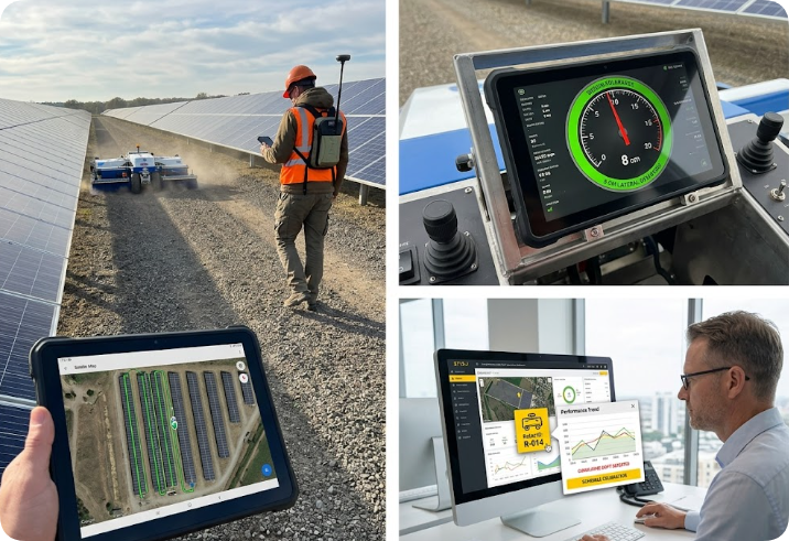 Solar Farm Cleaning Robot Navigation Path Accuracy(图1) Optimizing Solar Farm Cleaning Robot Navigation Accuracy: Deploying Rugged Tablets and RTK GPS Field Terminals for Maximum Yield(图1)