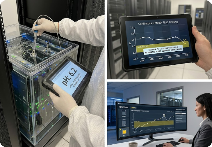 Data Center Immersion Cooling Fluid Acidity Monitoring: Preventing Submerged Ser