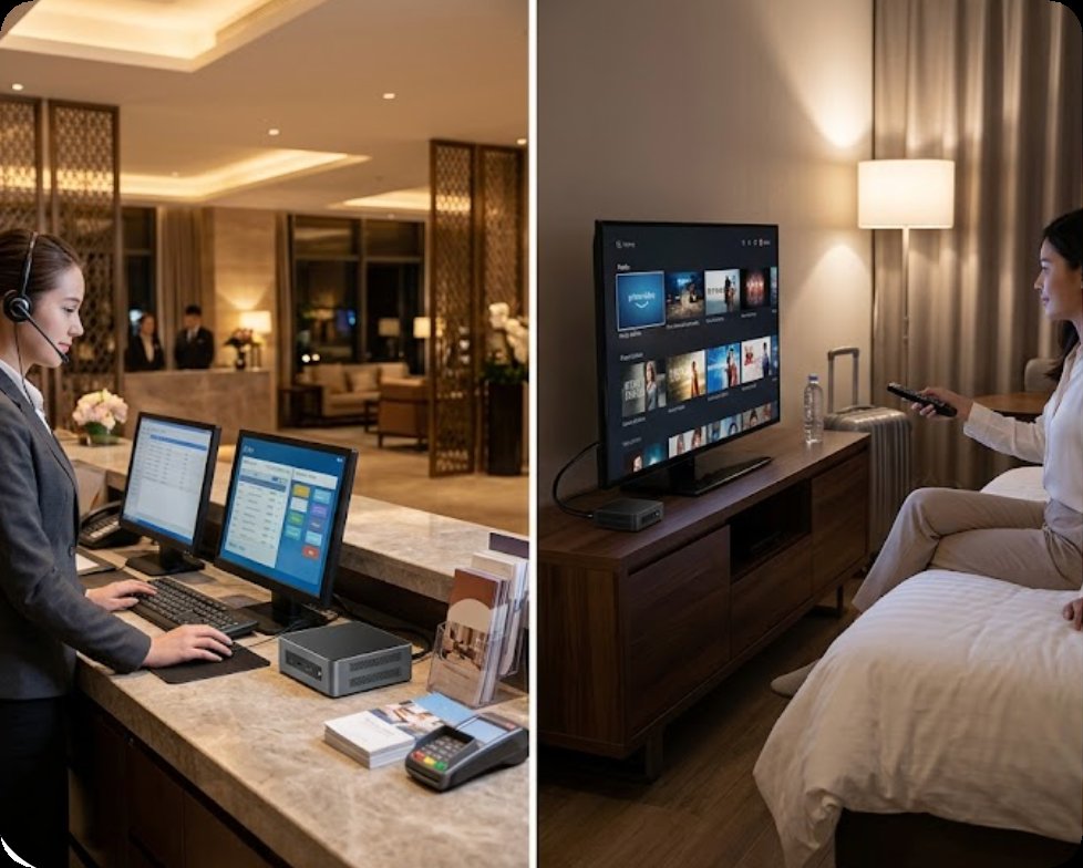 Why Hotel Front Desk & Guest Room Operations Demand a Different Class of Mini PC(图1) Why Hotel Front Desk & Guest Room Operations Demand a Different Class of Mini PC(图1)