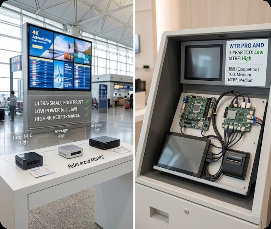 Digital Signage and Self-Service Kiosk Mini PC: Cross-Brand Comparison of Palm-Sized MiniPC, WTR PRO AMD and HCAR5000 MI(图2)