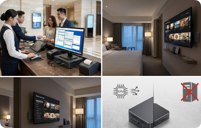 Hotel Front Desk and Guest Room Mini PC: Cross-Brand Comparison of HCAR5000 MI and Palm-Sized MiniPC(图1)