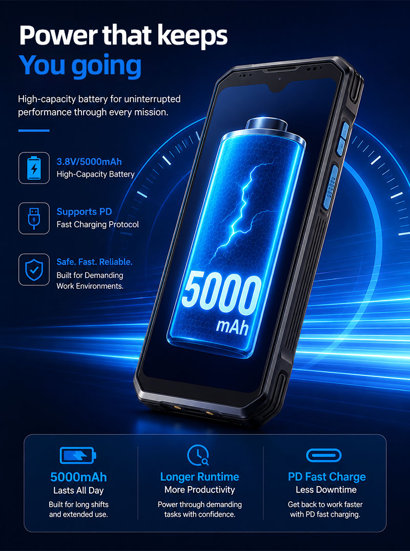 RS51 4G Rugged Handheld Terminal | 6.3" FHD+ | Qualcomm SM6225 Octa-core 2.4GHz | Android 13(图3)