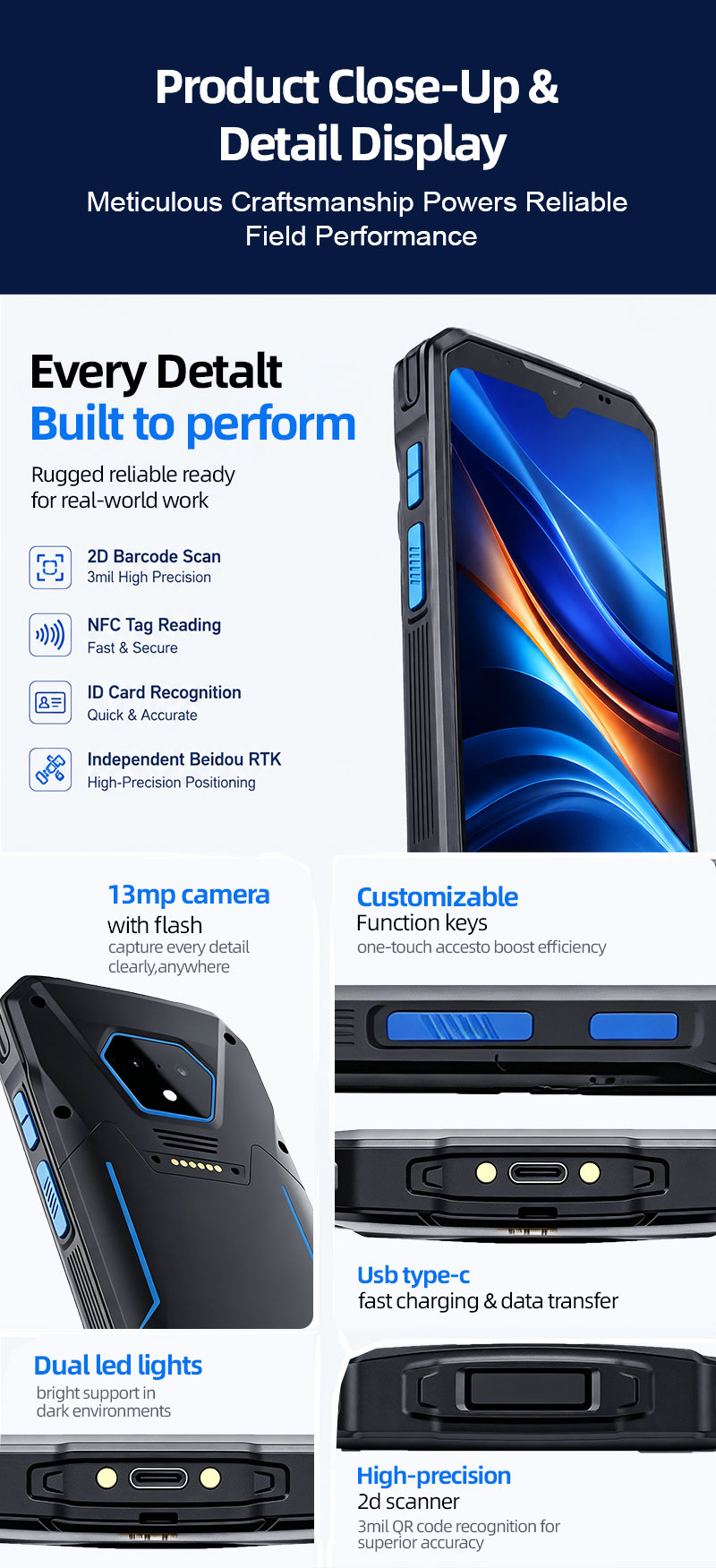RS51 4G Rugged Handheld Terminal | 6.3" FHD+ | Qualcomm SM6225 Octa-core 2.4GHz | Android 13(图9)