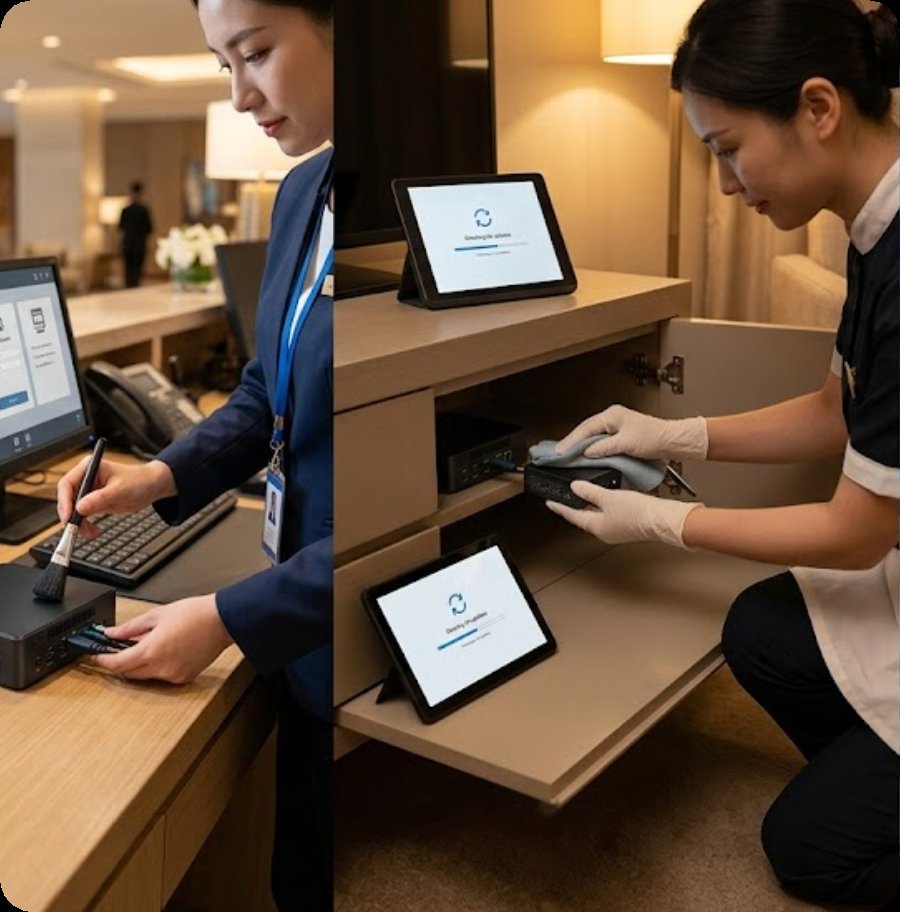 Why Hotel Front Desks and Guest Rooms Demand a Different Kind of Mini PC(图3)