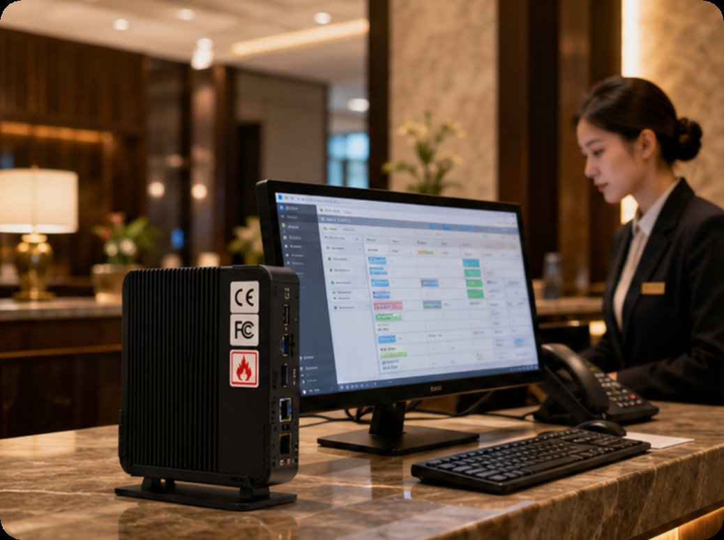 Why Hotel Front Desk and Guest Room Operations Demand Purpose-Built Mini PCs for Compliance(图2) Why Hotel Front Desk and Guest Room Operations Demand Purpose-Built Mini PCs for Compliance(图2)