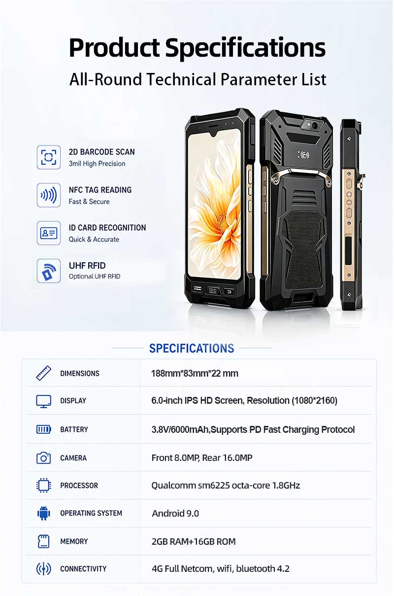 R530C 6.0-inch Industrial PDA | Qualcomm Octa-core with UHF, NFC, 2D Barcode & PSAM(图11) R530C 6.0-inch Industrial PDA | Qualcomm Octa-core with UHF, NFC, 2D Barcode & PSAM(图11)
