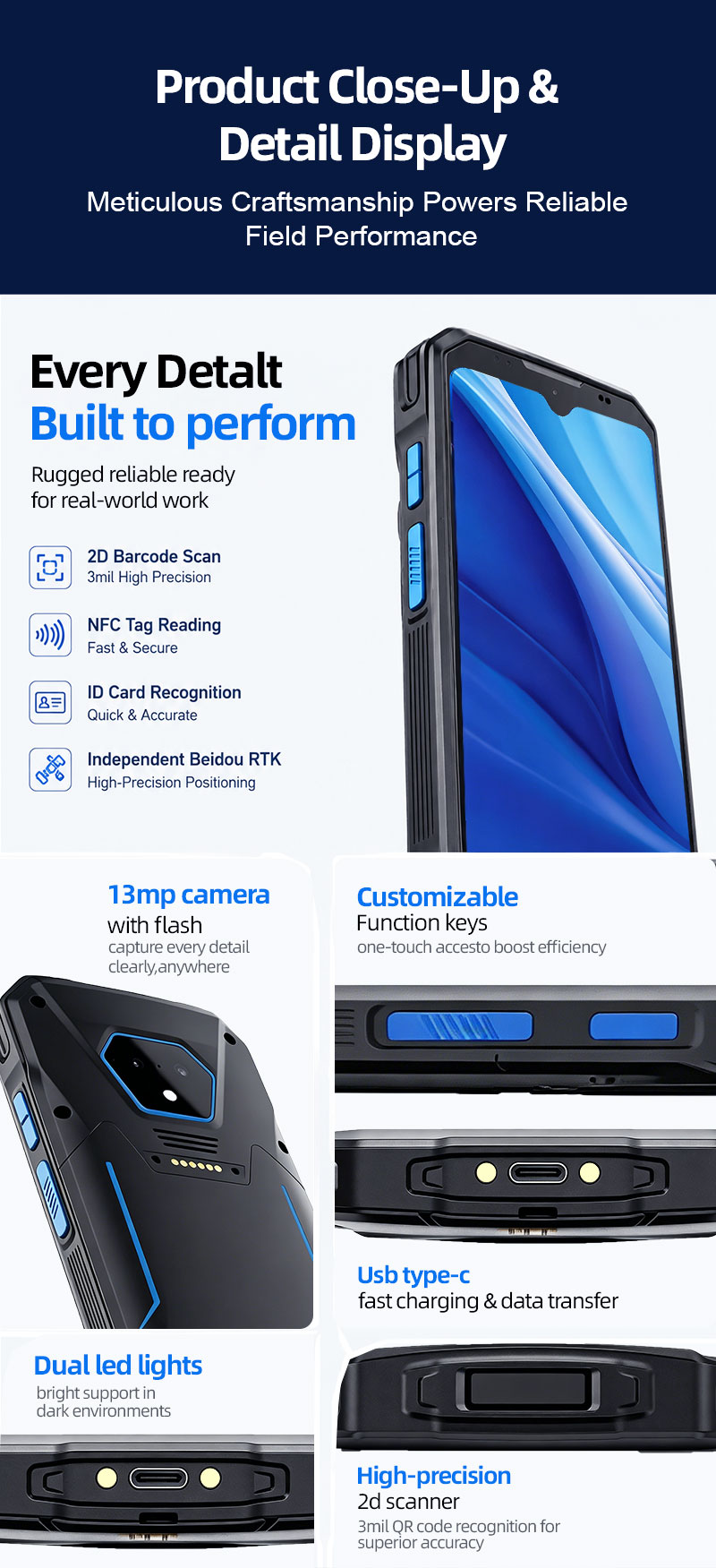 RS50 5G Rugged Handheld Terminal | 6.3" FHD+ | Unisoc Octa-core 2.7GHz | Harmony OS / Android 13(图9) RS50 5G Rugged Handheld Terminal | 6.3" FHD+ | Unisoc Octa-core 2.7GHz | Harmony OS / Android 13(图9)