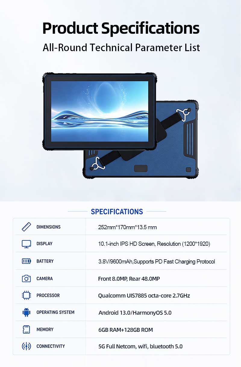 RT80 5G Rugged Tablet | 10.1" FHD 400nit | Unisoc Octa-core 2.7GHz | Harmony OS / Android 13(图12)