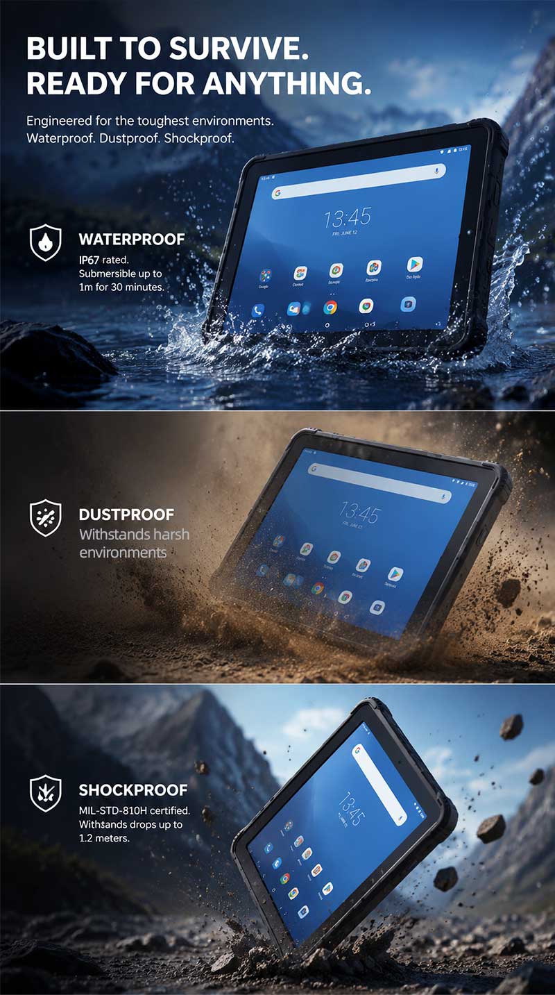 RT82 5G Rugged Tablet | 10.1" FHD 400nit | Qualcomm QCM4490 Octa-core | WiFi 6E | Android 13(图5) RT82 5G Rugged Tablet | 10.1" FHD 400nit | Qualcomm QCM4490 Octa-core | WiFi 6E | Android 13(图5)