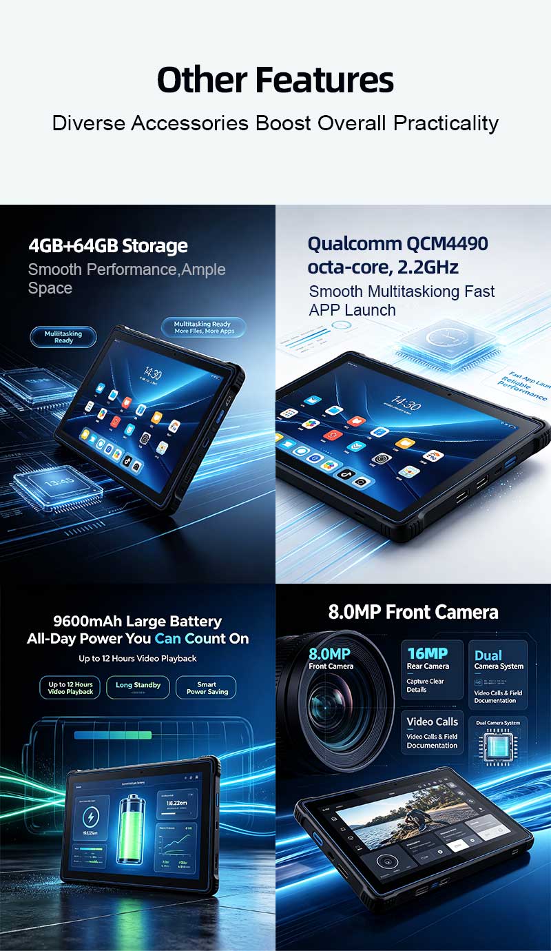 RT82 5G Rugged Tablet | 10.1" FHD 400nit | Qualcomm QCM4490 Octa-core | WiFi 6E | Android 13(图4) RT82 5G Rugged Tablet | 10.1" FHD 400nit | Qualcomm QCM4490 Octa-core | WiFi 6E | Android 13(图4)