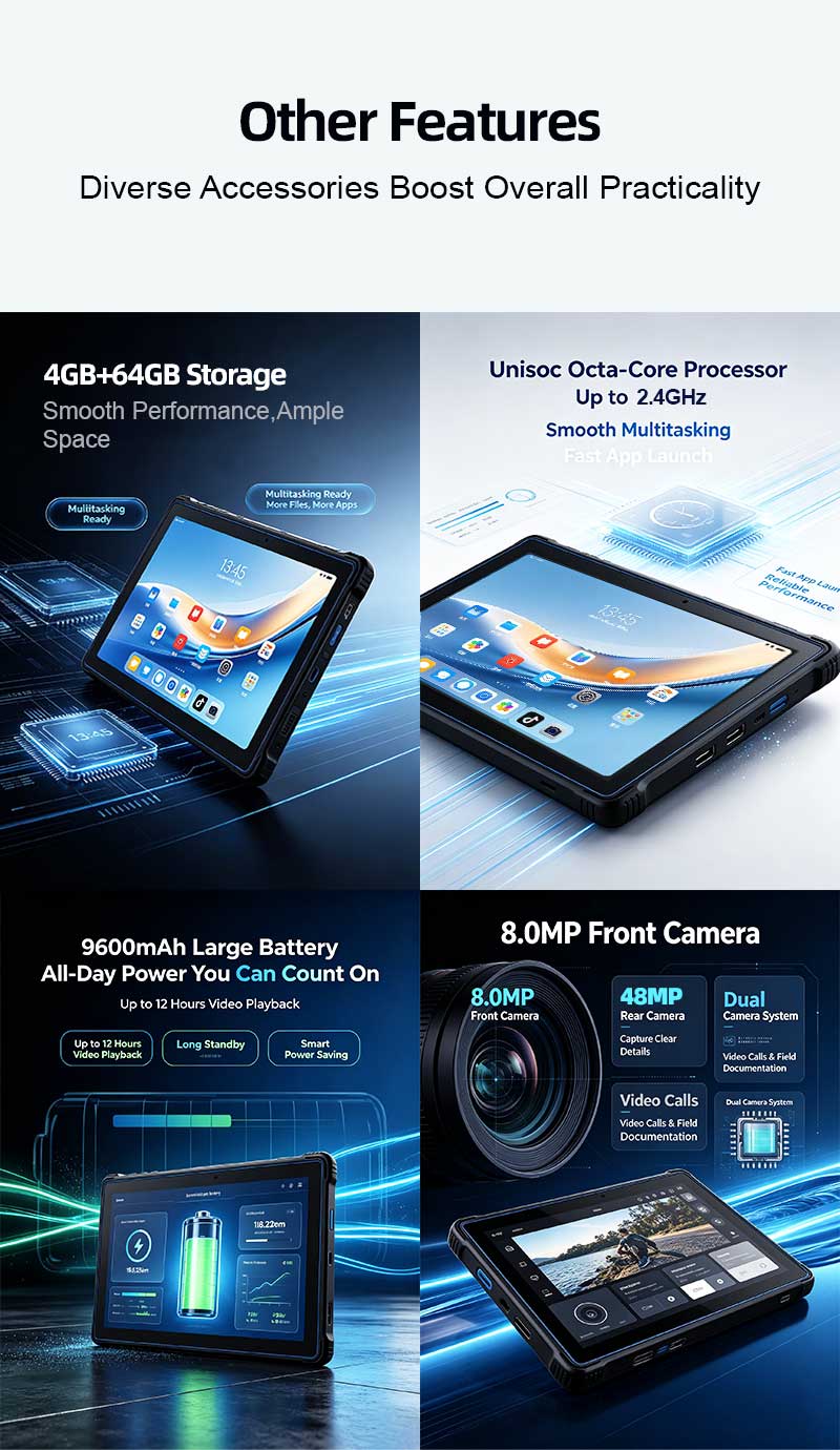 RT81 4G Rugged Tablet | 10.1" FHD 400nit | Qualcomm SM6225 Octa-core | Android 13(图4) RT81 4G Rugged Tablet | 10.1" FHD 400nit | Qualcomm SM6225 Octa-core | Android 13(图4)