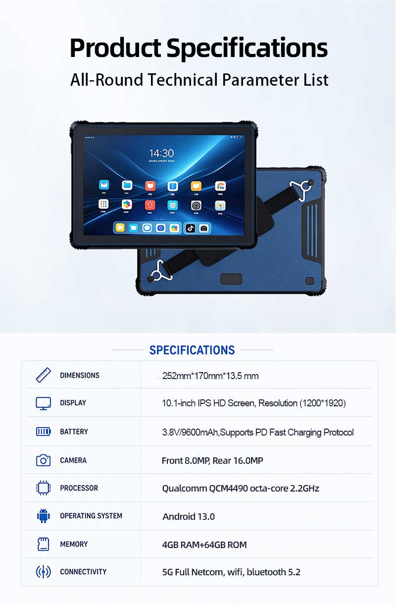 RT82 5G Rugged Tablet | 10.1" FHD 400nit | Qualcomm QCM4490 Octa-core | WiFi 6E | Android 13(图11) RT82 5G Rugged Tablet | 10.1" FHD 400nit | Qualcomm QCM4490 Octa-core | WiFi 6E | Android 13(图11)