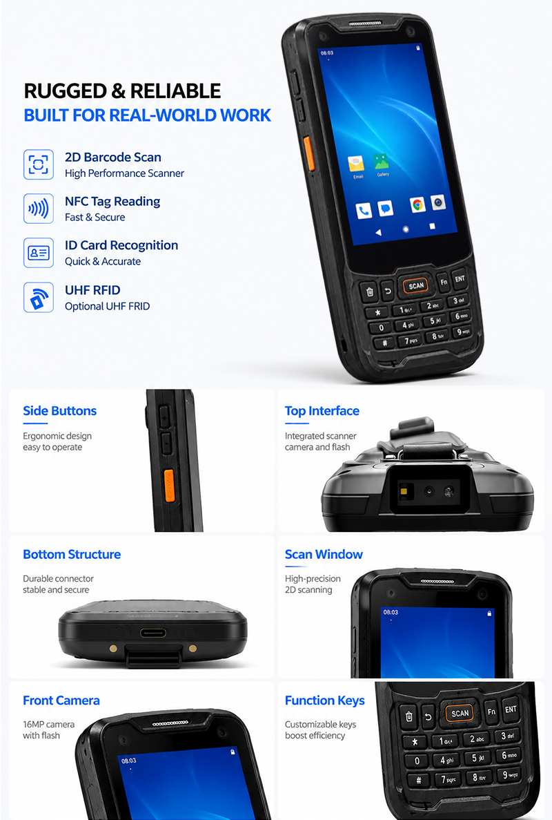 R350C 4-inch Industrial PDA | Qualcomm QCM2290 Quad-core | Android 13 | Barcode Scanning & NFC(图13) R350C 4-inch Industrial PDA | Qualcomm QCM2290 Quad-core | Android 13 | Barcode Scanning & NFC(图13)