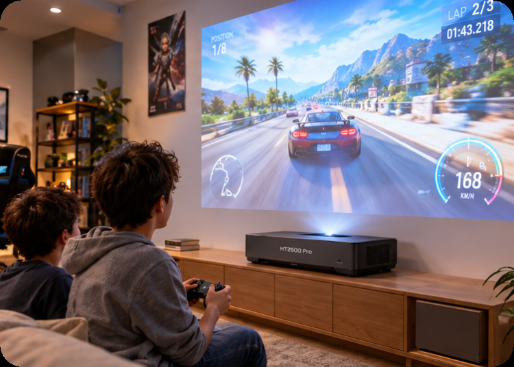 4K Home Projector and HT2500 Pro: One Family Room Built for Games and Films(图3)