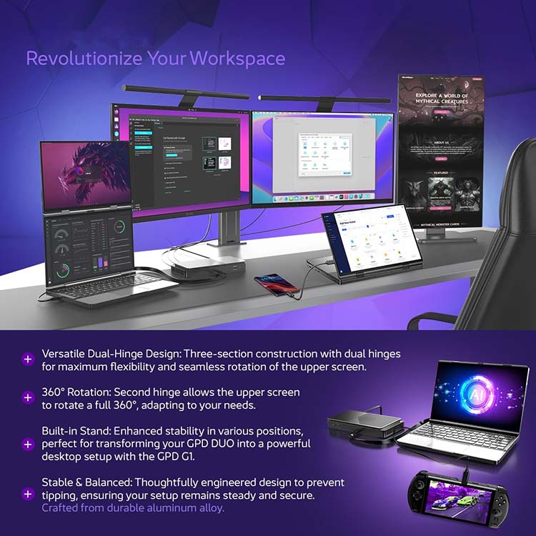 This dual touch screen game laptop gives you a whole new way of working 13.3" AI Dual Touch Screen Gaming Laptop