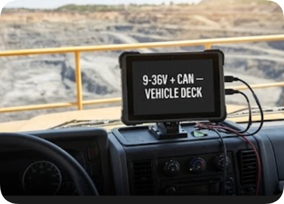 9-36V vehicle deck installation on surface equipment hotus mining_site vs aegex waysion 3