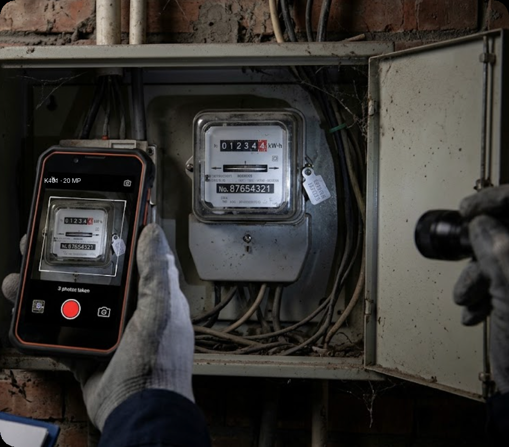 Serial number, register, seal and location in one frame hotus utility_meter vs honeywell unitech 2